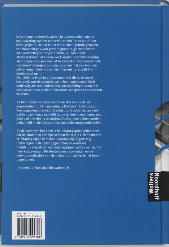 Achterkant van Basisboek Bedrijfseconomie