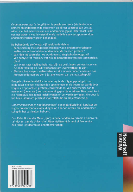 Achterkant van Ondernemerschap in hoofdlijnen