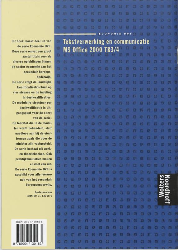 Achterkant van Tekstverwerking en communicatie MS Office 2000