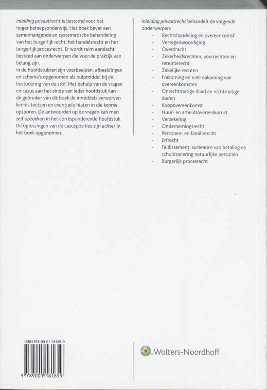 Achterkant van Inleiding privaatrecht