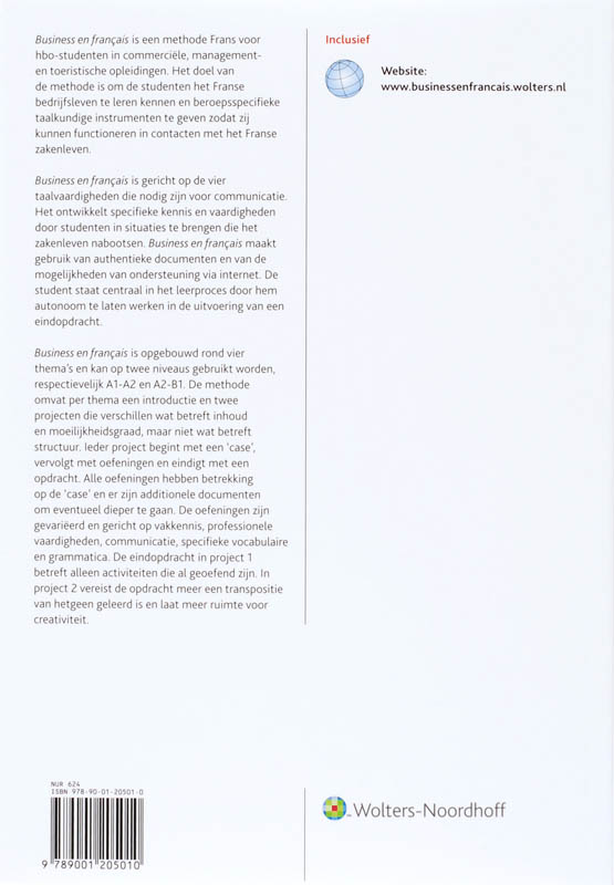 Achterkant van Business en francais