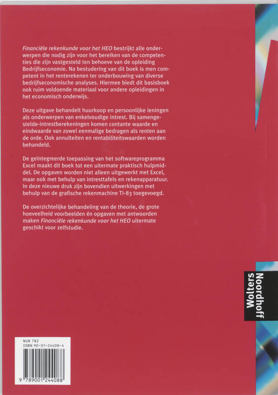 Achterkant van Financiele rekenkunde voor het HEO