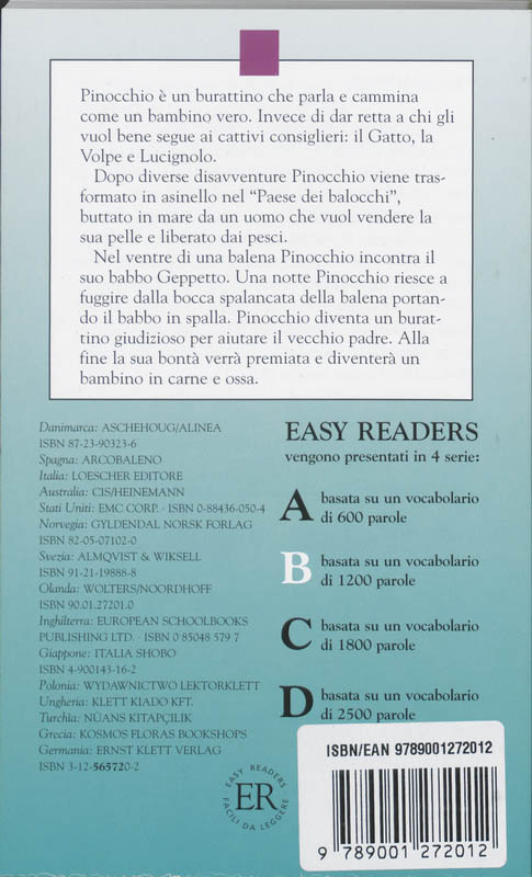 Achterkant van Le avventure di Pinocchio