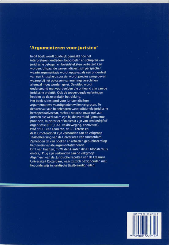 Achterkant van Argumenteren voor juristen