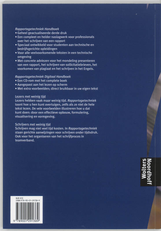 Achterkant van Rapportage techniek
