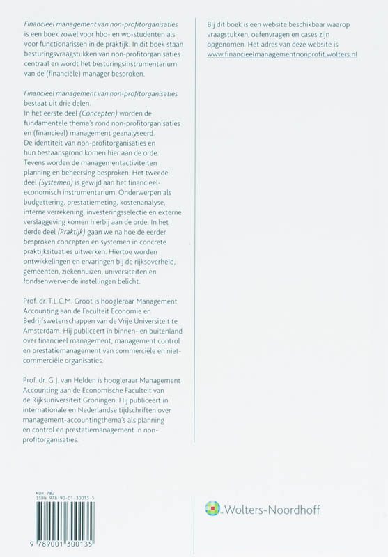Achterkant van Financieel management van non-profit organisaties