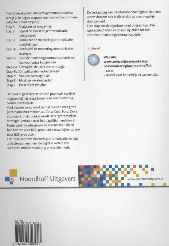 Achterkant van Zo maak je een marketingcommunicatieplan