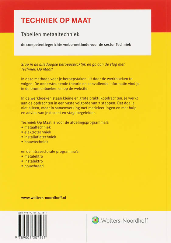 Achterkant van Tabellen