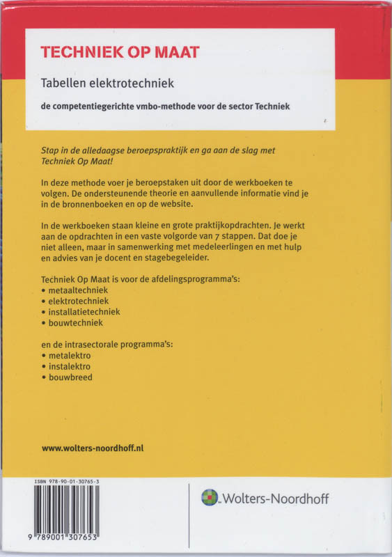 Achterkant van Tabellenboek