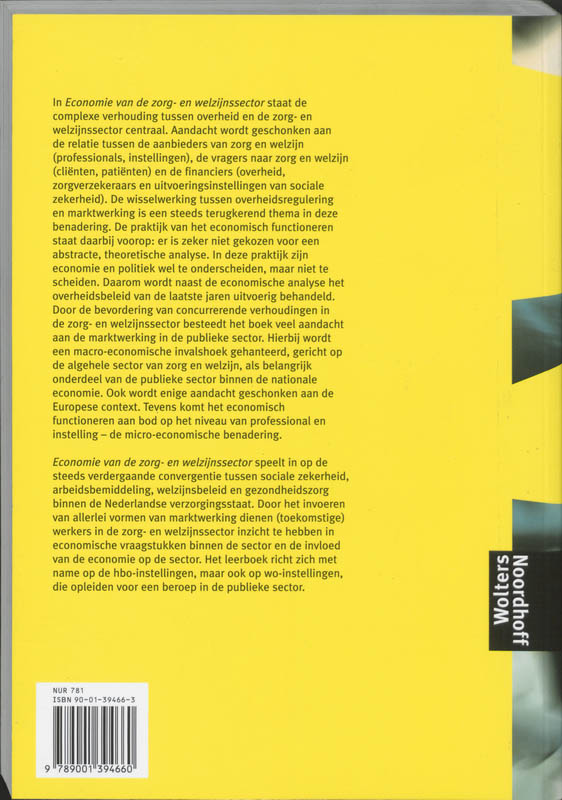 Achterkant van Economie van de zorg- en welzijnssector