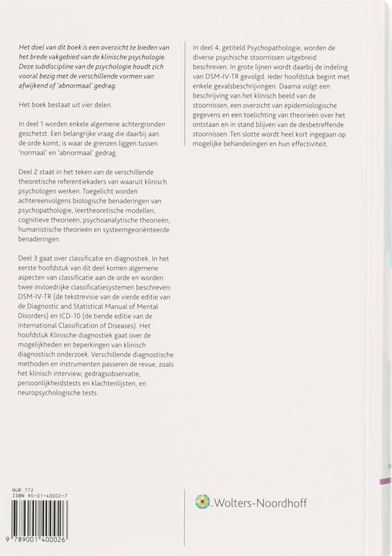Achterkant van Klinische psychologie