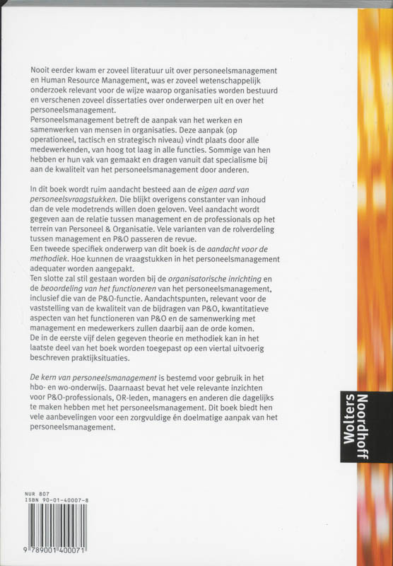 Achterkant van De kern van personeelsmanagement