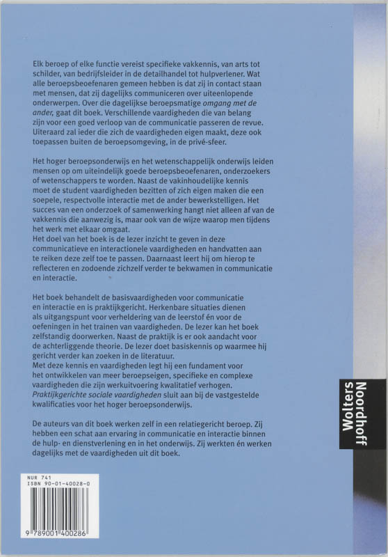 Achterkant van Praktijkgerichte Sociale Vaardigheden