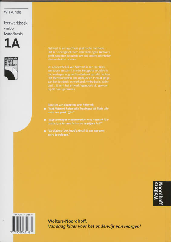 Achterkant van Leerwerkboek wiskunde