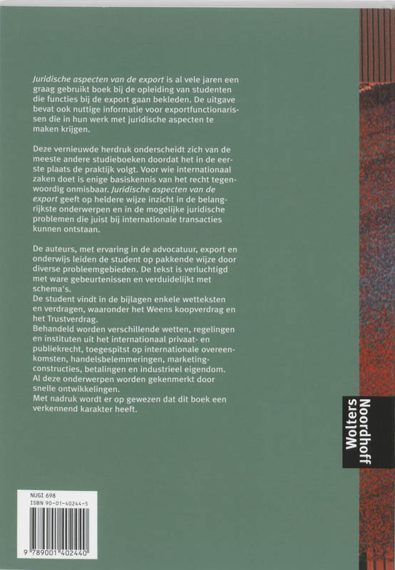 Achterkant van Juridische aspecten van de export