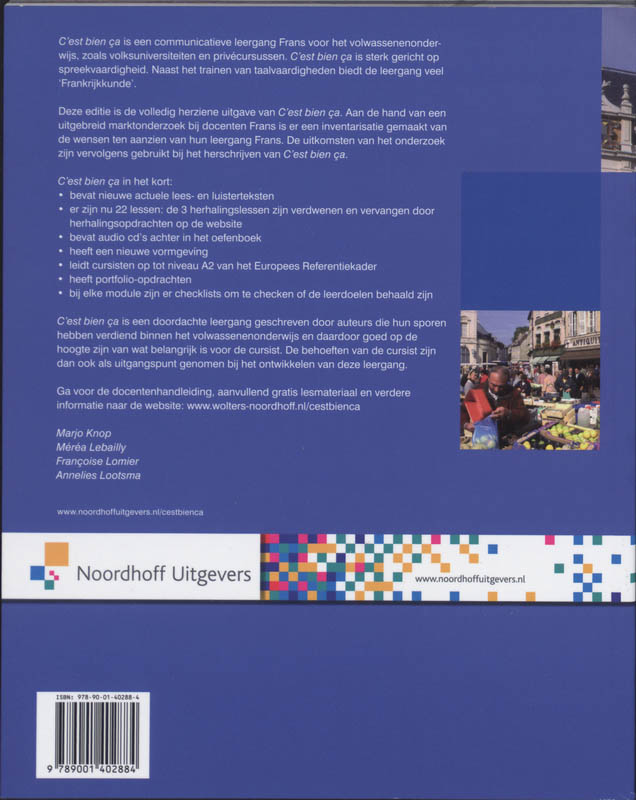 Achterkant van tekstboek