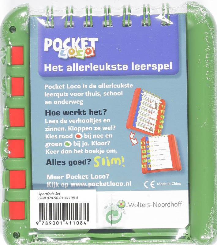 Achterkant van Spelhouder en boekje Sportquiz