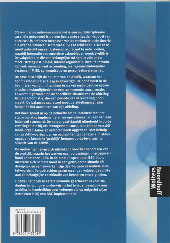Achterkant van Sturen met de balanced scorecard