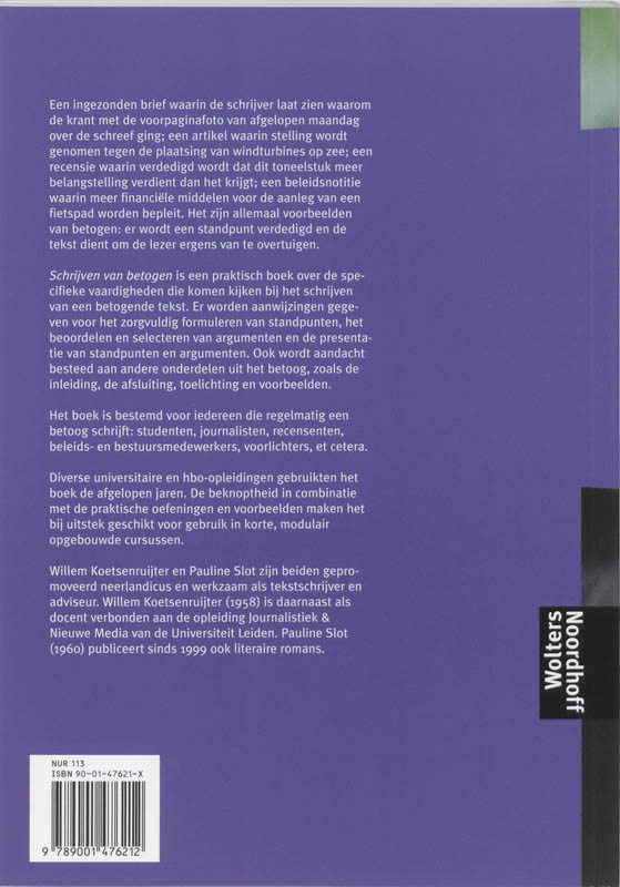 Achterkant van Schrijven van betogen