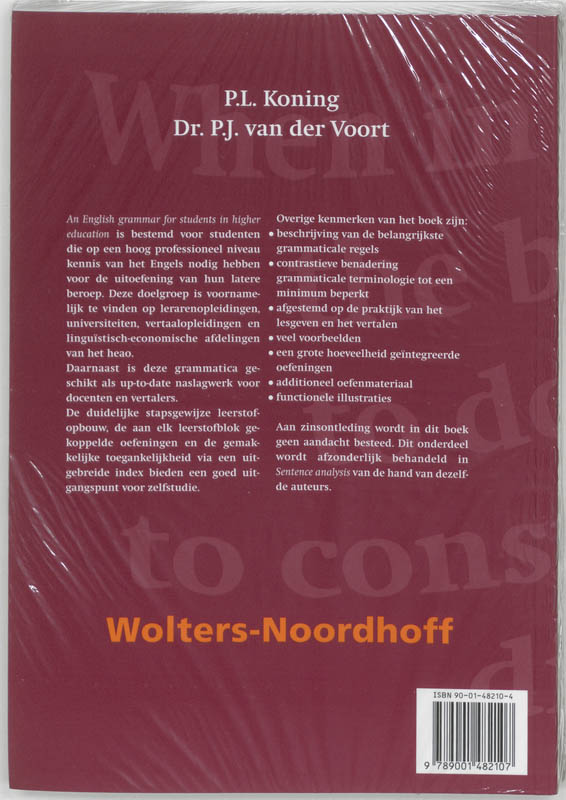 Achterkant van An English grammar for students in higher education