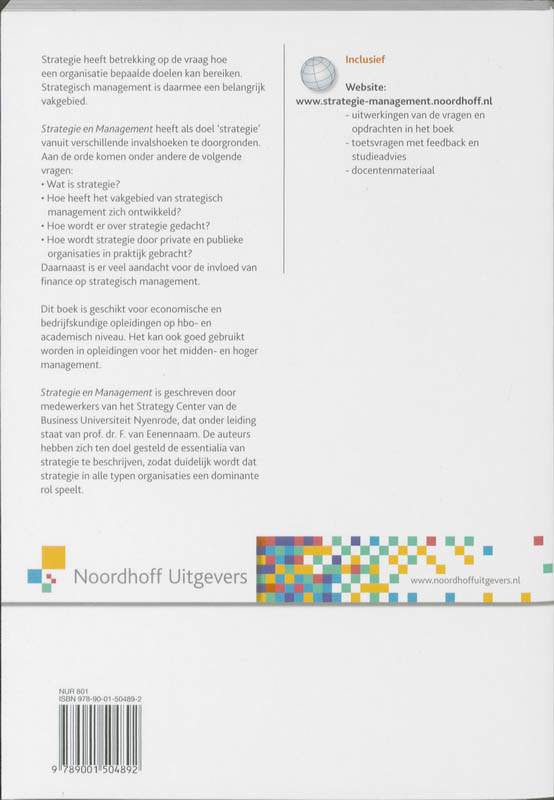 Achterkant van Strategie en management