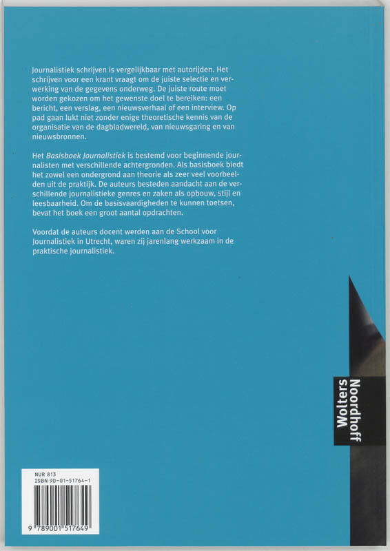Achterkant van Basisboek journalistiek