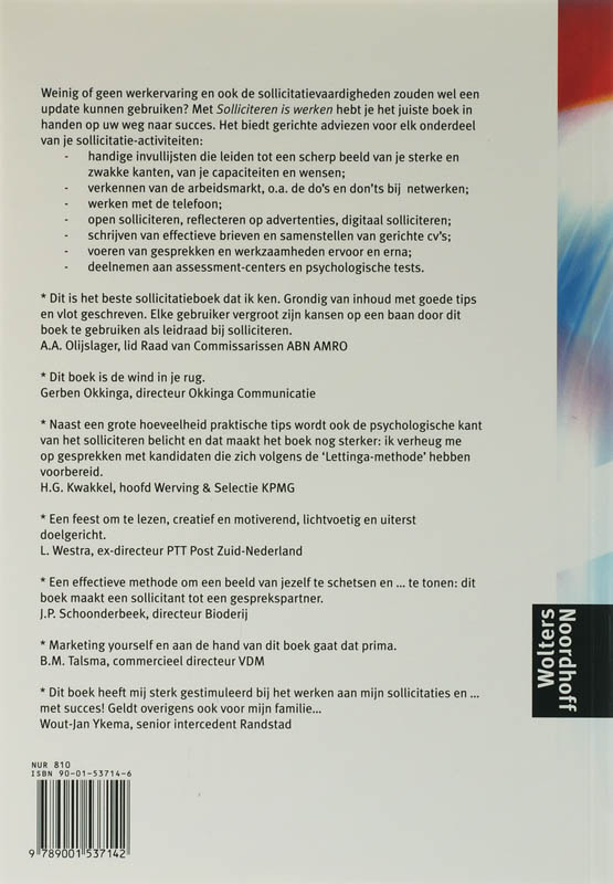 Achterkant van Solliciteren is werken