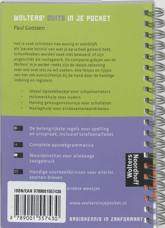 Achterkant van Wolters' Duits in je pocket