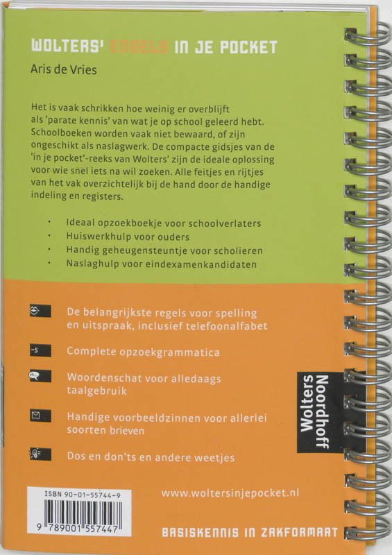 Achterkant van Wolters engels in je pocket