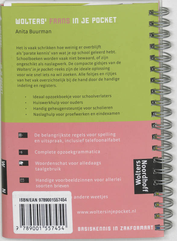 Achterkant van Wolters' Frans in je pocket