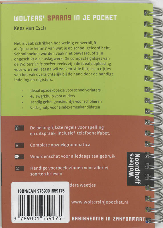 Achterkant van Wolters' Spaans in je pocket
