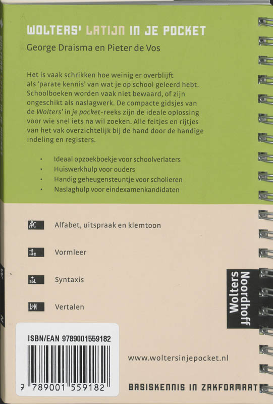 Achterkant van Wolters' Latijn in je pocket