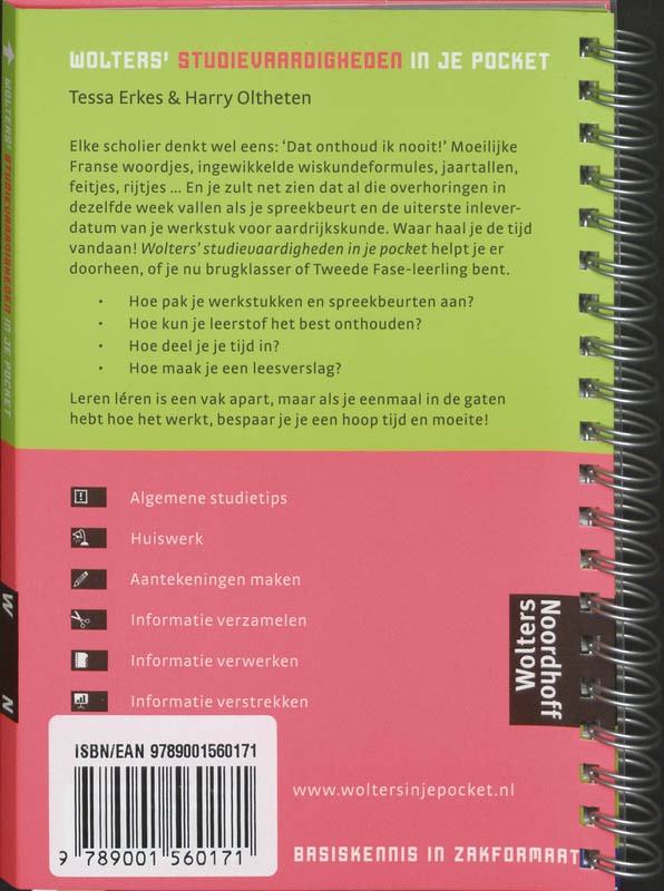 Achterkant van Wolters'studievaardigheden in je pocket