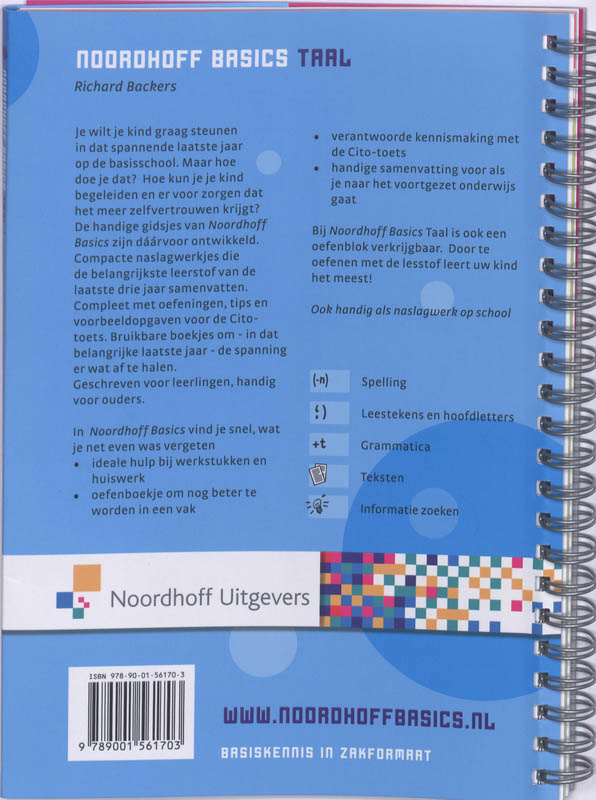 Achterkant van Noordhoff Basics Taal
