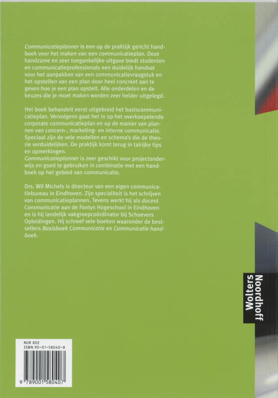 Achterkant van Communicatieplanner