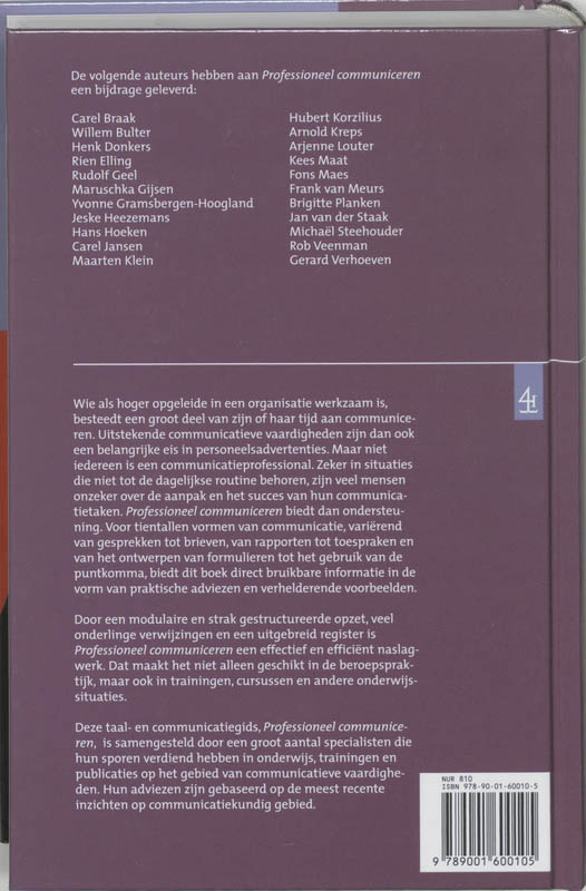 Achterkant van Professioneel communiceren