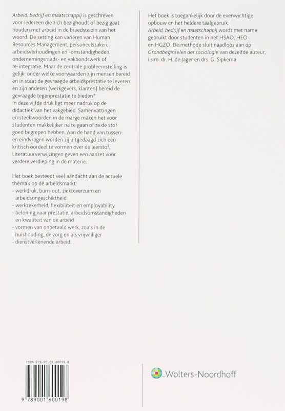 Achterkant van Arbeid, bedrijf en maatschappij
