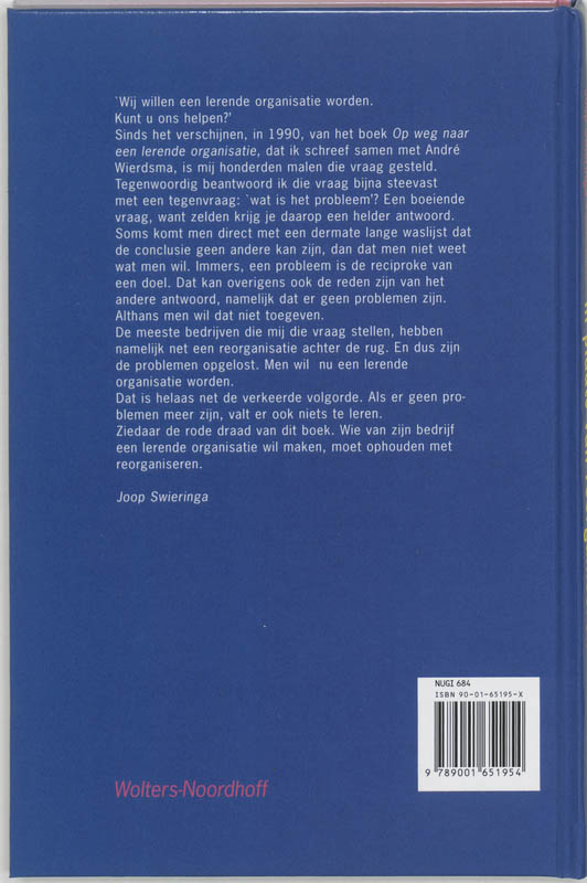 Achterkant van In plaats van reorganiseren