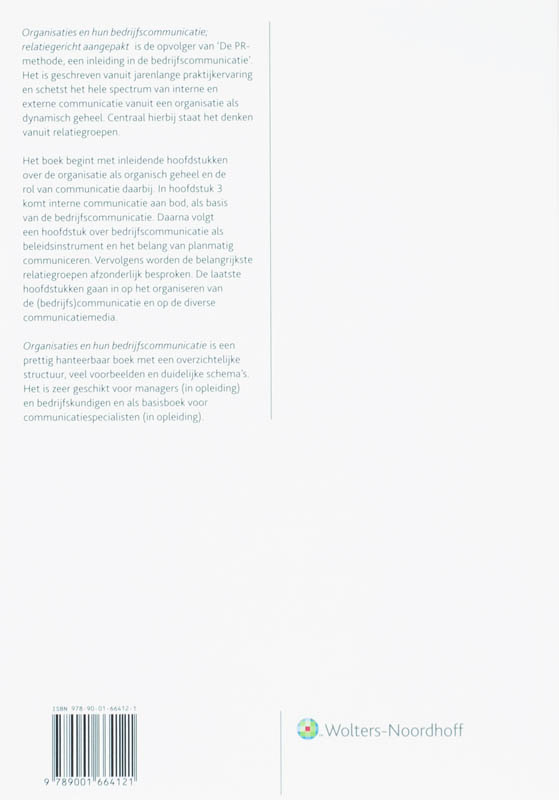 Achterkant van Organisaties en hun bedrijfscommunicatie