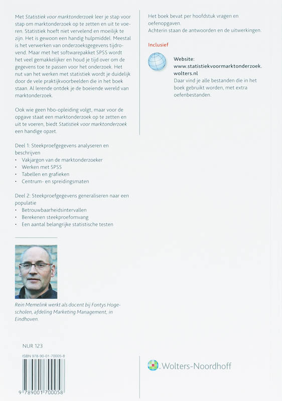 Achterkant van Statistiek voor marktonderzoek