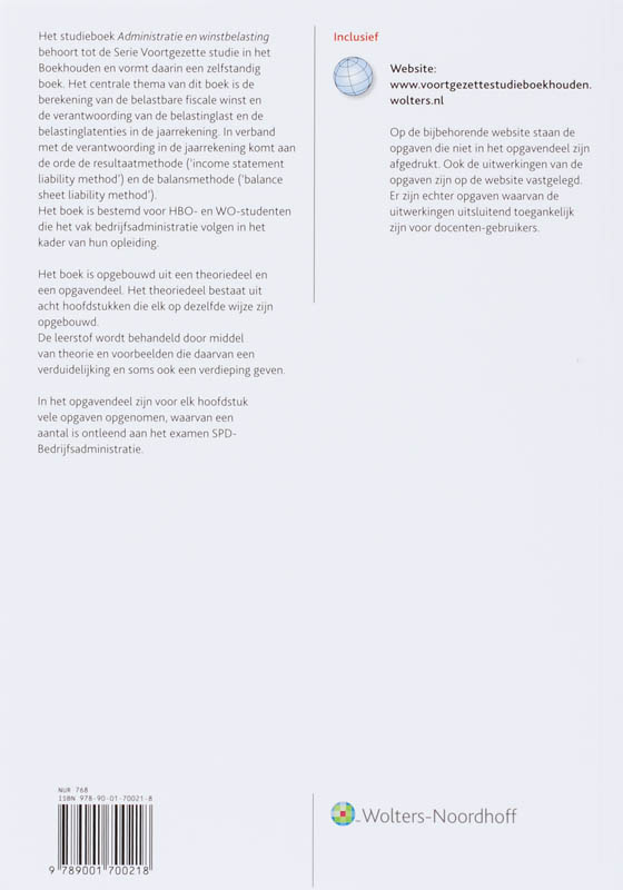 Achterkant van Administratie en Winstbelasting