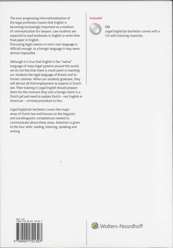 Achterkant van Legal English for bachelors