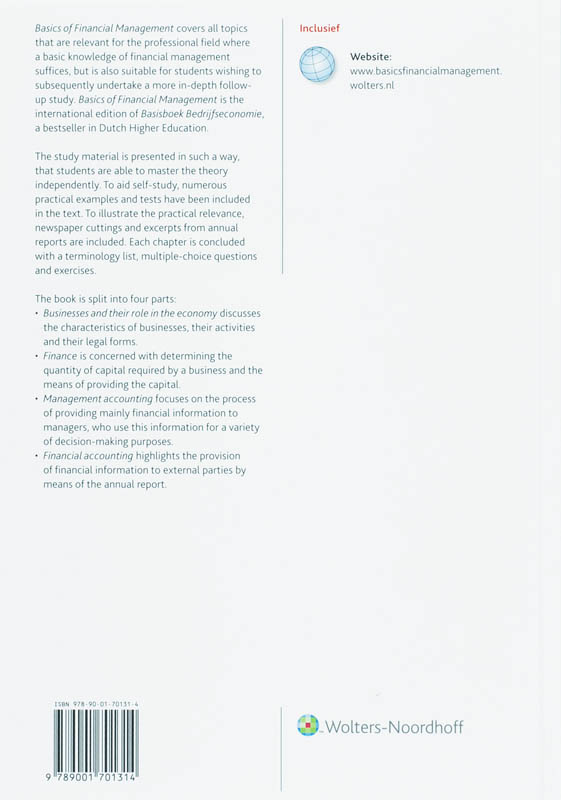 Achterkant van Basics of financial management