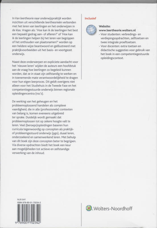 Achterkant van Van leertheorie naar onderwijspraktijk