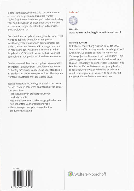 Achterkant van Basisboek Human Technology Interaction