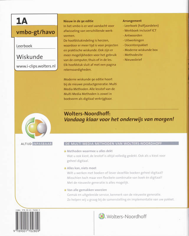 Achterkant van Leerboek 1A