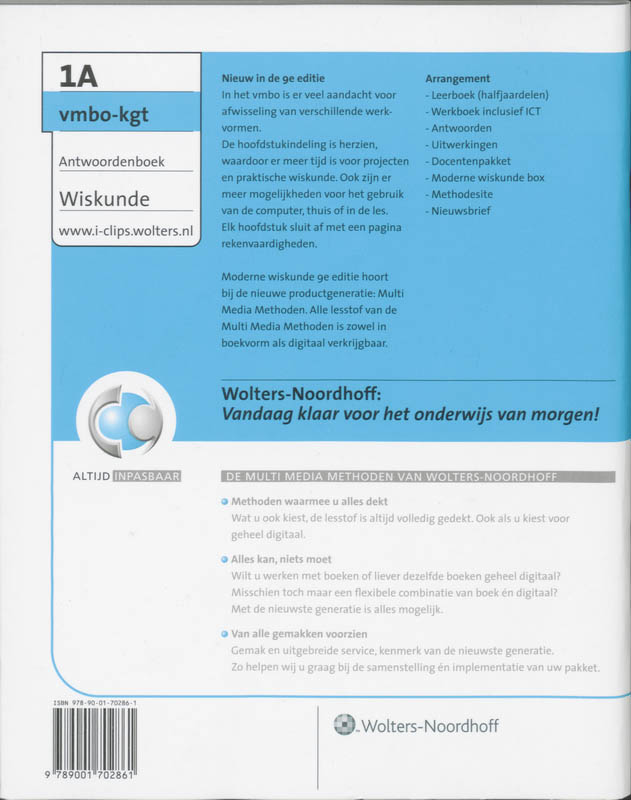Achterkant van Antwoorden 1 A