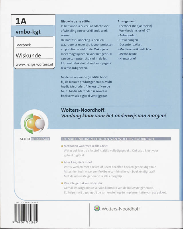 Achterkant van Leerboek 1A