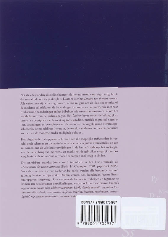 Achterkant van Lexicon van literaire termen