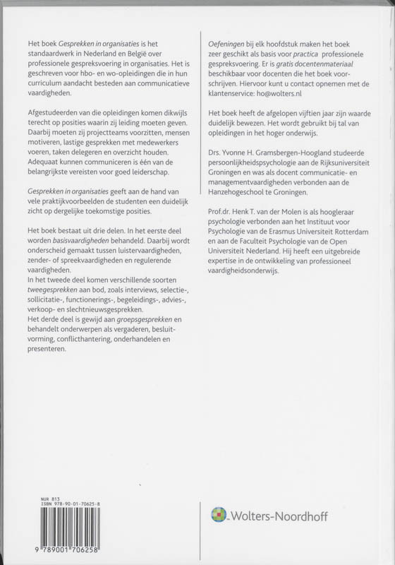 Achterkant van Gesprekken in organisaties